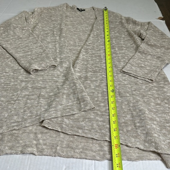 EILEEN FISHER Woman 2X Open Front Cardigan Organic Linen Blend Beige Drape Fit - Picture 8 of 9